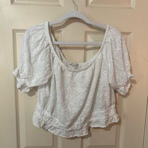 American Eagle Elegant White Eyelet Women's Top